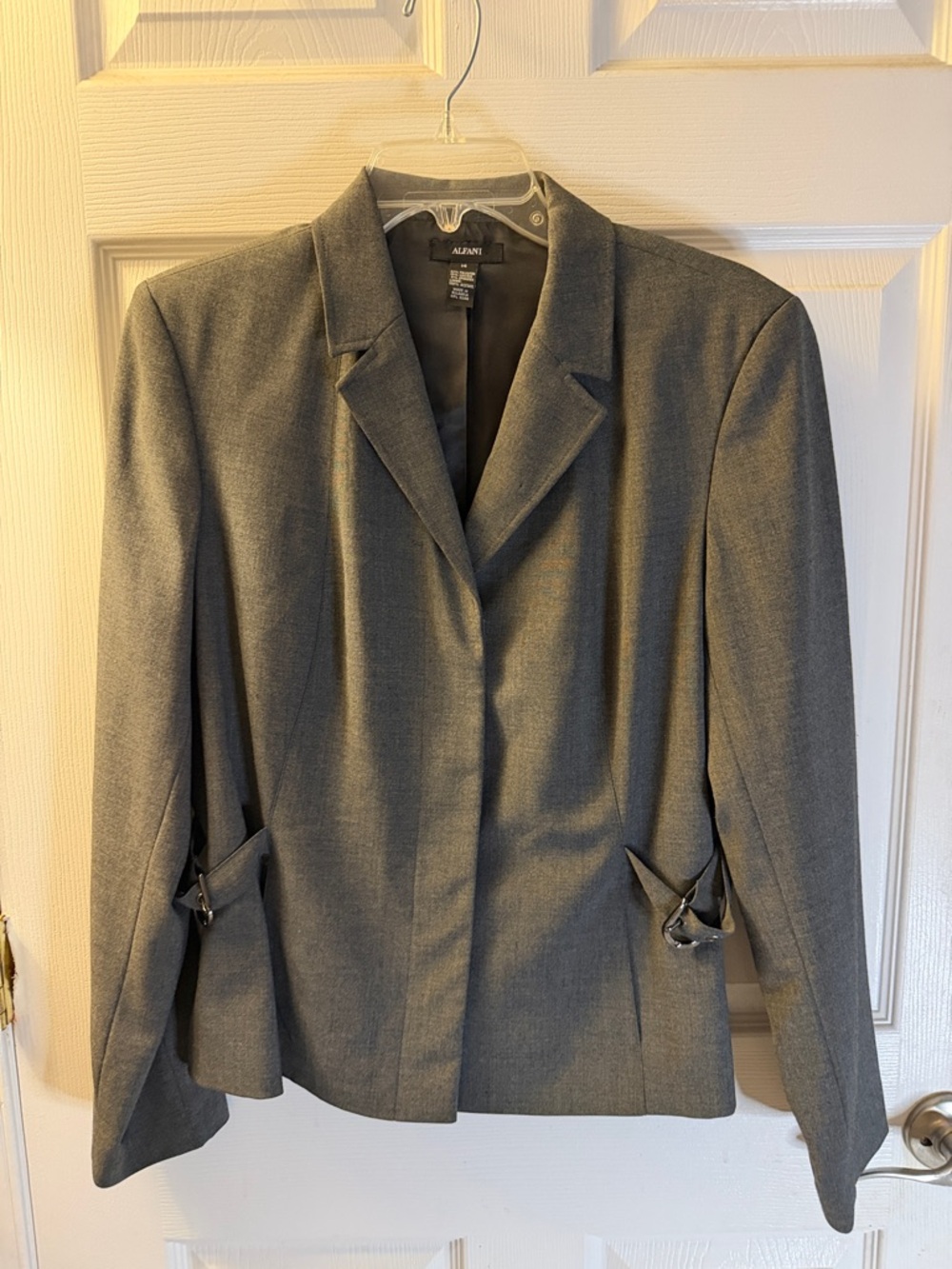 Alfani Gray Women's Tailored Blazer with Buckle Detail